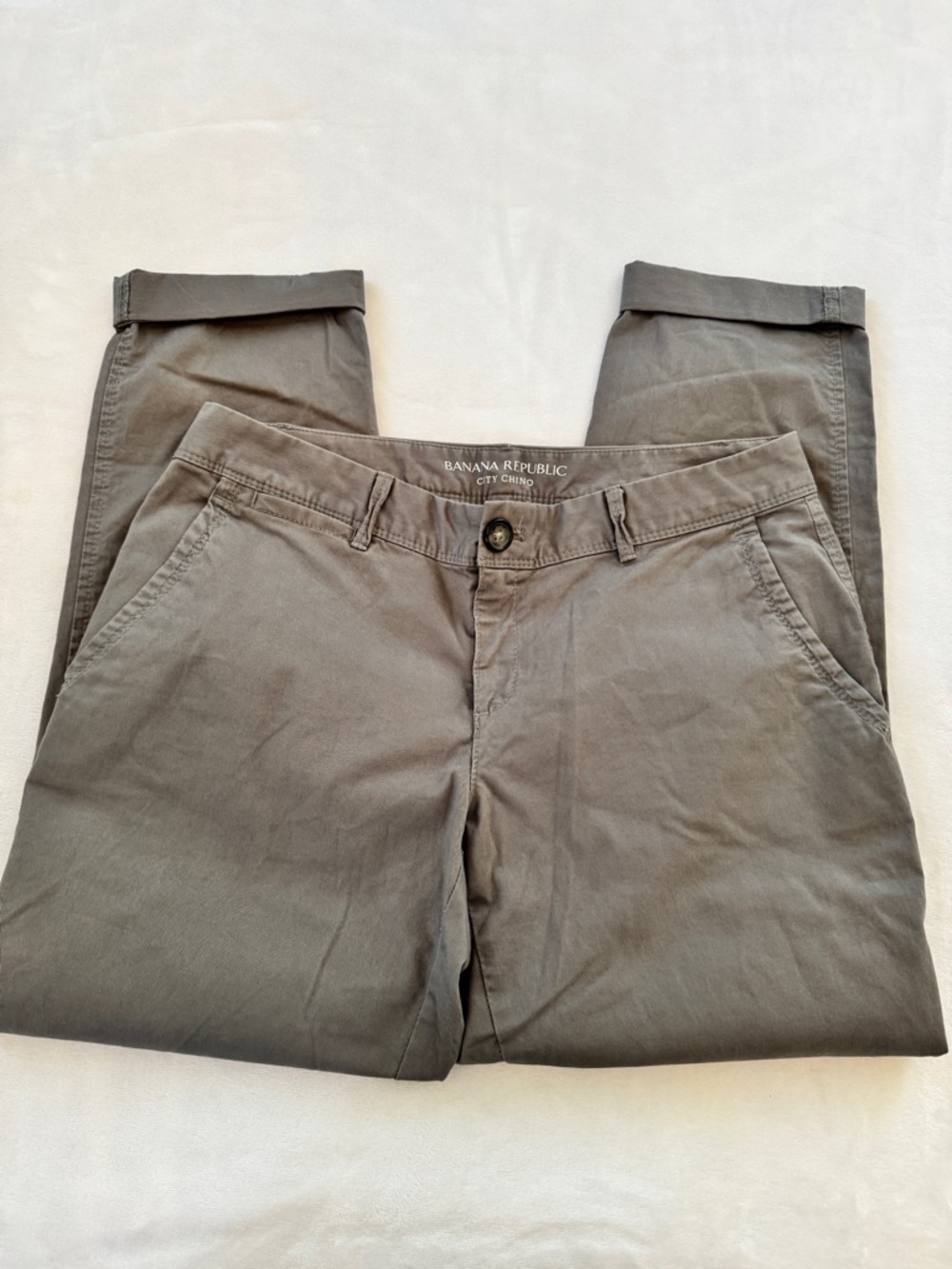 Banana Republic Men's Olive Gray Chinos - Slim Fit